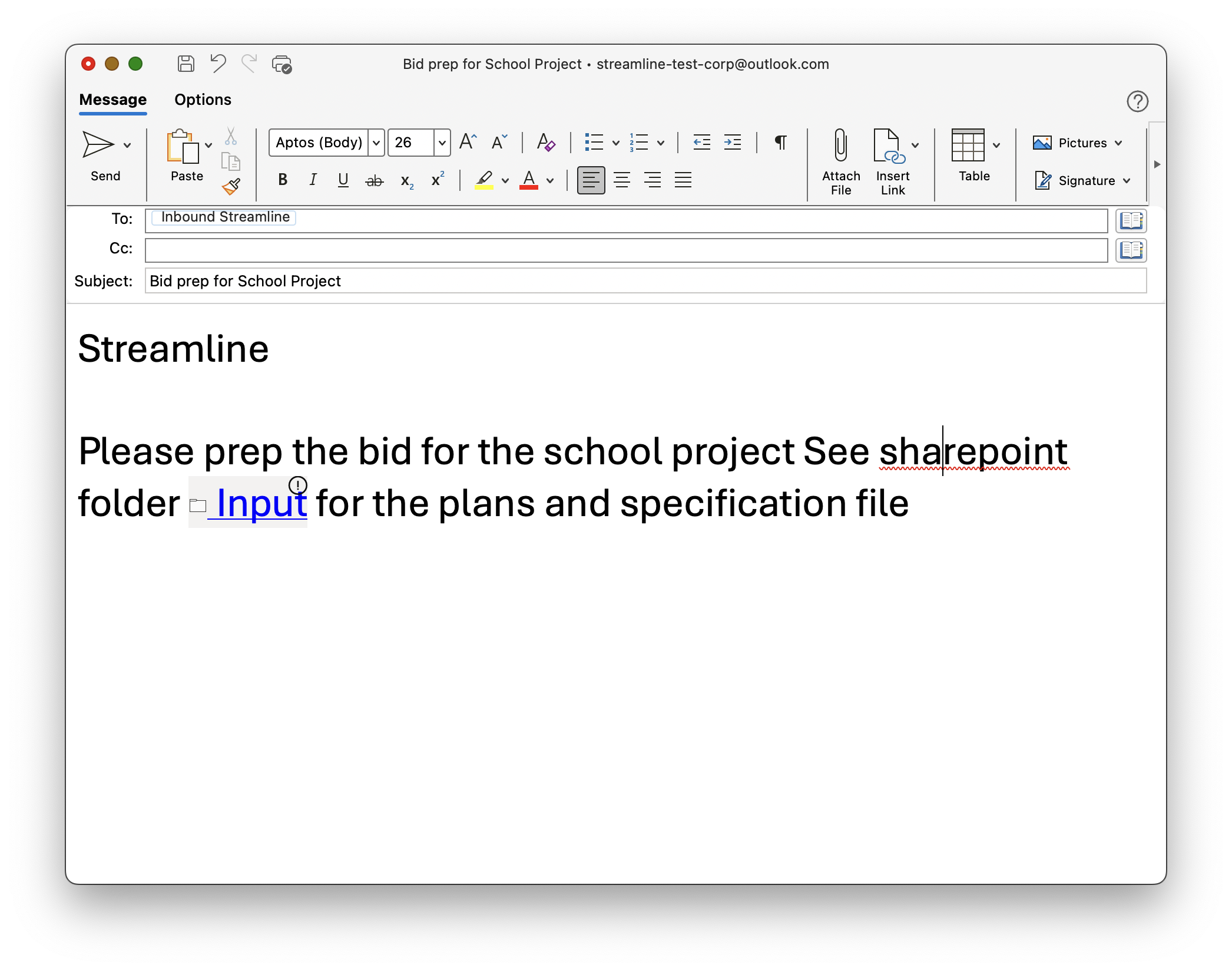 Plans and specs arriving in an Outlook inbox